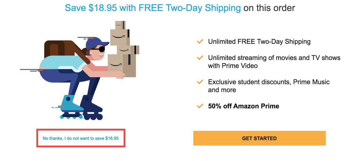 Amazon highlight — Prime signup is the primary CTA